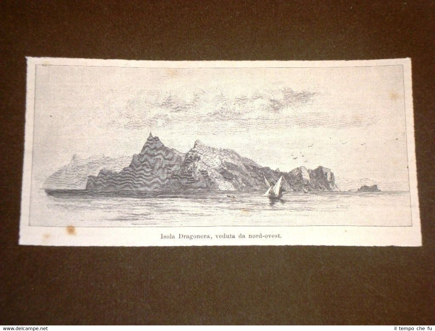 Rarissima veduta Isola Dragonera nel 1892 Isole Baleari Mediterraneo Pittoresco