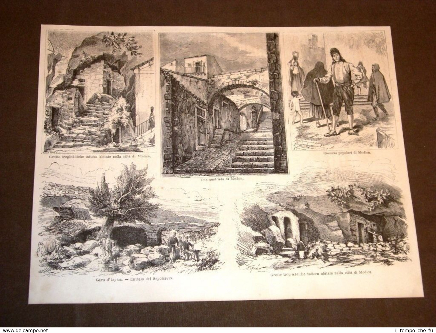 Rarissime vedute e costumi tipici di Sicilia del 1875 Modica …