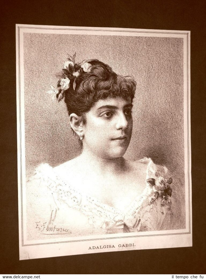 Raro ritratto di Adalgisa Gabbi di Parma nel 1887 Soprano …