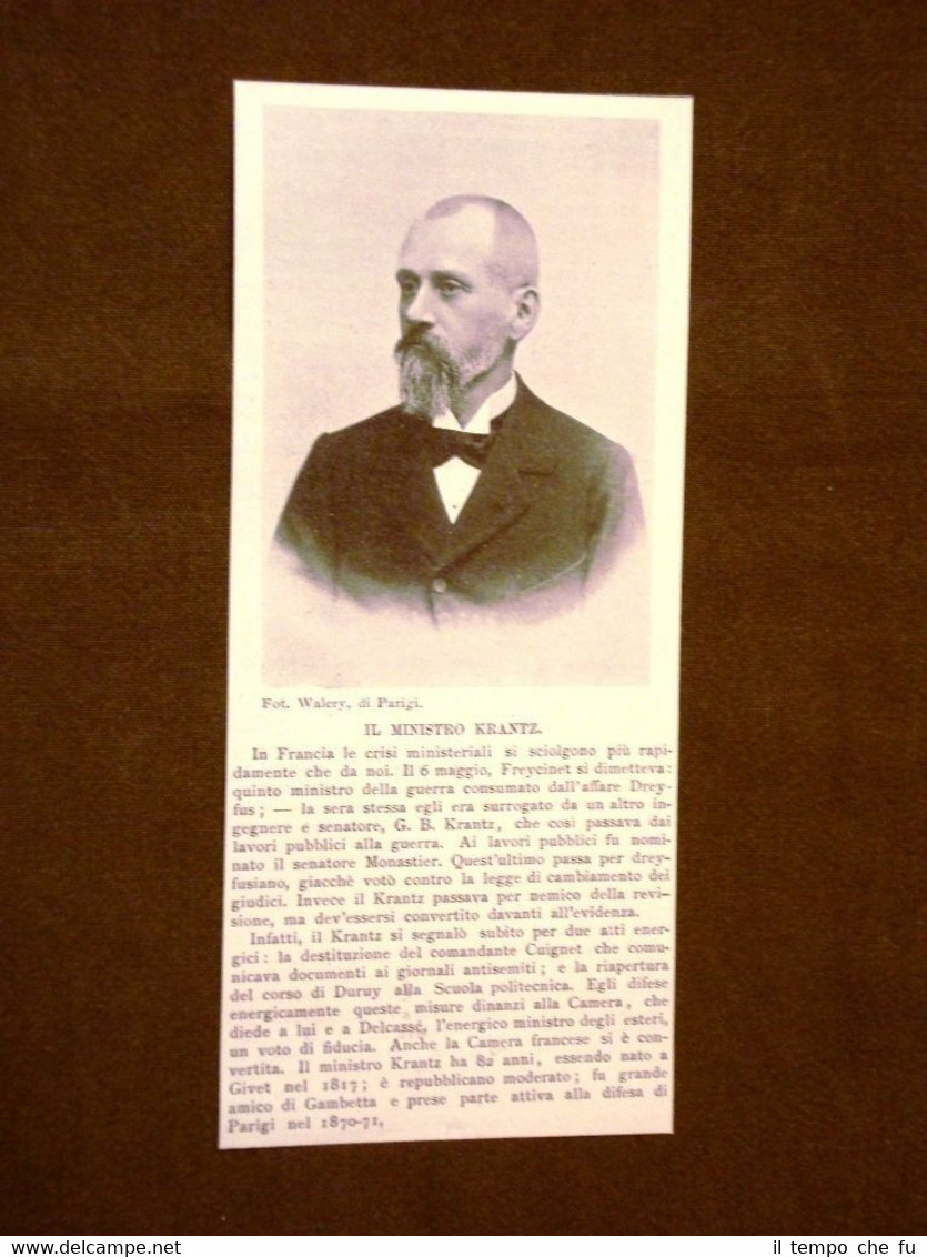 Raro ritratto G.B. Krantz nel 1899 Ministro in Francia