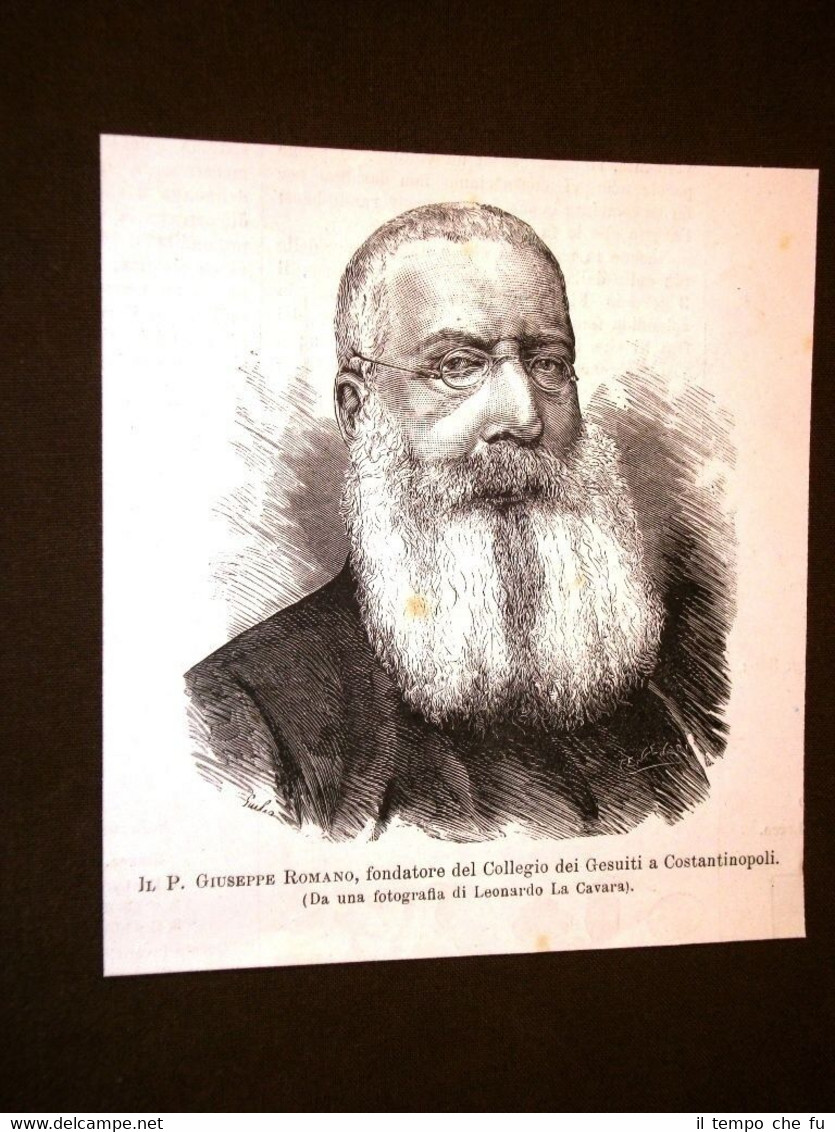 Raro ritratto Padre Giuseppe Romano Fondatore Collegio gesuiti Costantinopoli