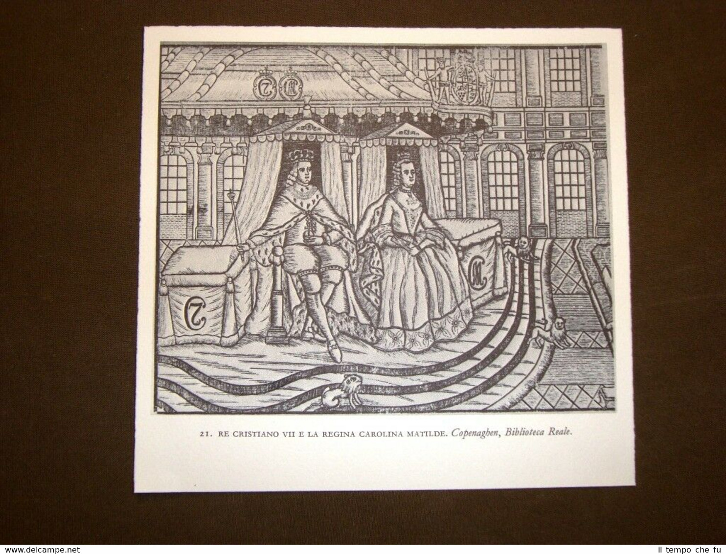 Re Cristiano VII Regina Carolina Matilde Stampa popolare scandinava Scandinavia
