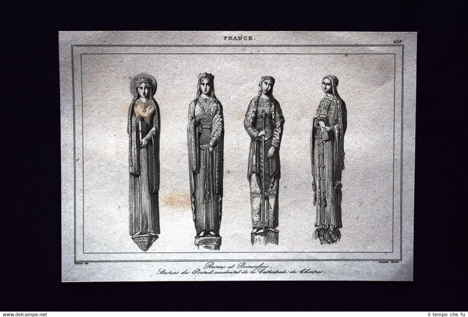 Reines et Princesses, Chartres, France Incisione del 1850 L'Univers pittoresque