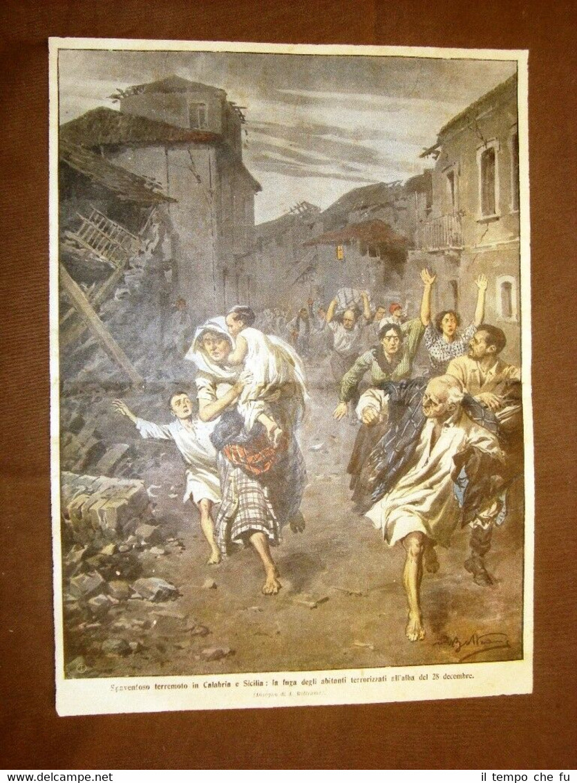 Retrocopertina Domenica del Corriere 1909 Terremoto in Calabria e Sicilia …