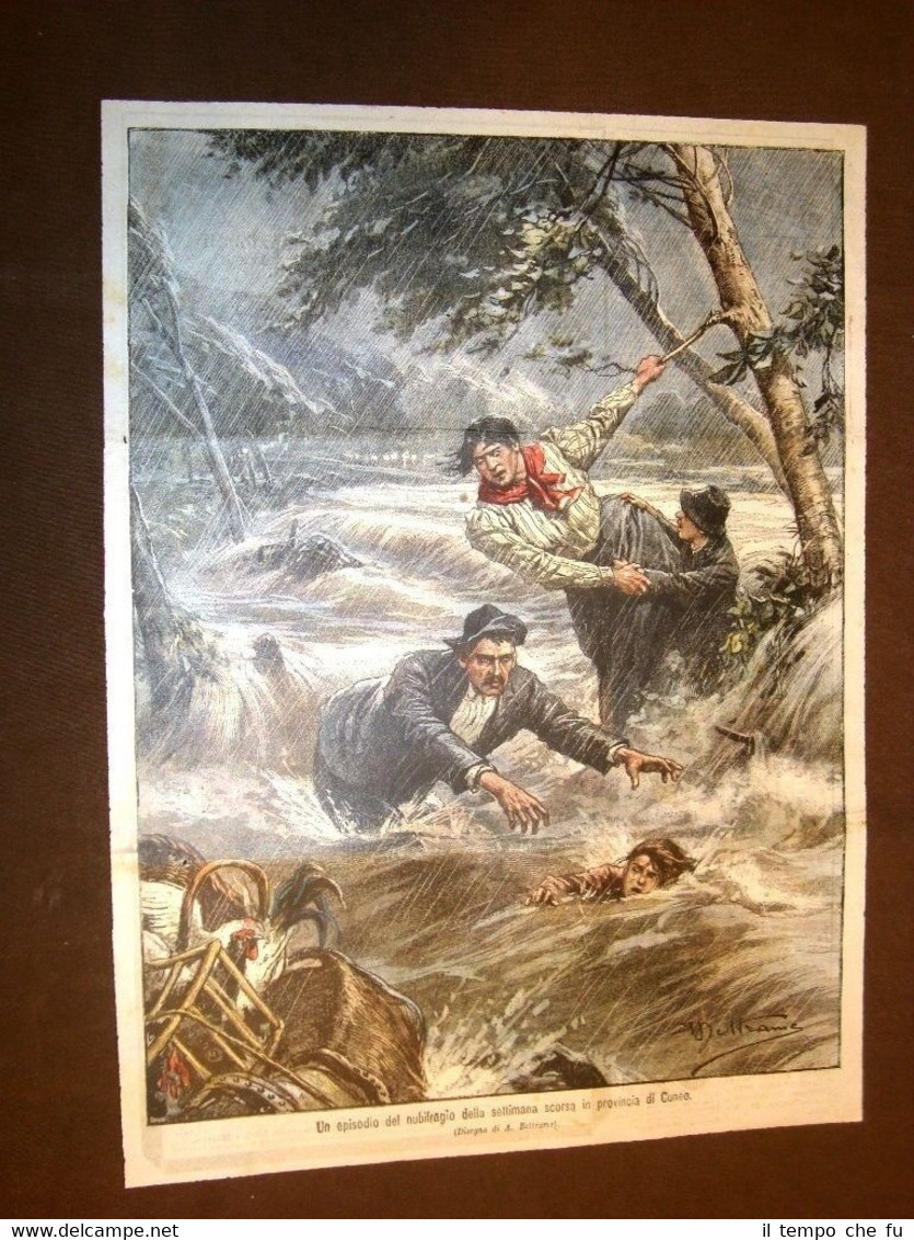 Retrocopertina Domenica del Corriere del 1906 Il nubifragio di Como