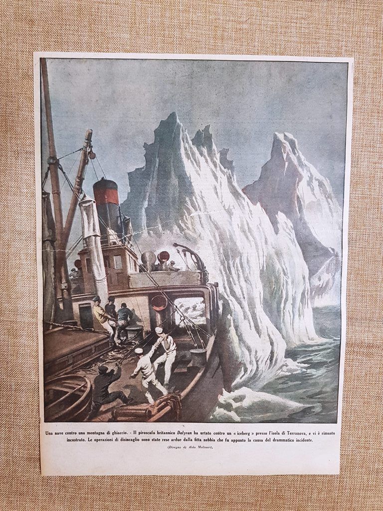 Retrocopertina Illustrazione del Popolo 1930 Incidente Isola Terranova Dalyran