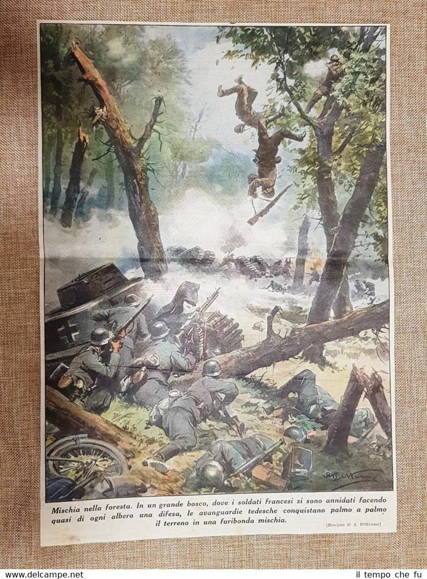 Retrocopertina La Domenica del Corriere 1940 Tedeschi vs Francesi WW2 …
