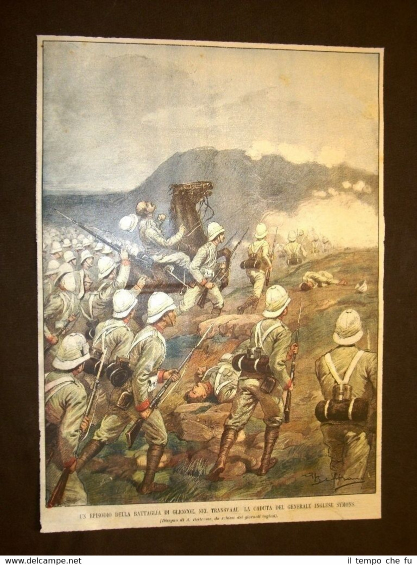 Retrocopertina La Domenica del Corriere del 1899 Guerra Boera Glencoe …