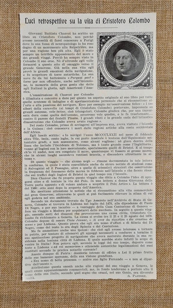 Retrospettiva su Cristoforo Colombo secondo Charcot Stampa del 1935