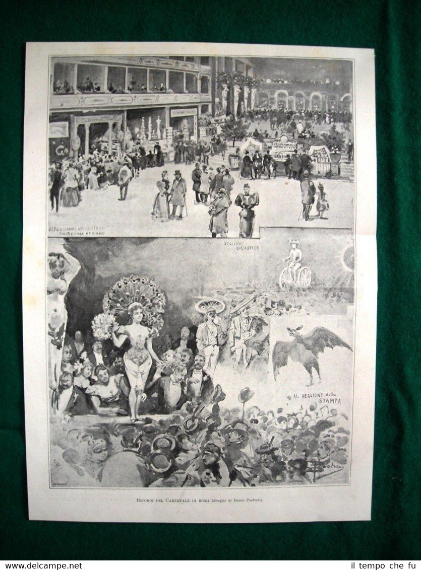 Ricordi del carnevale di Roma del 1895, disegno di Dante …