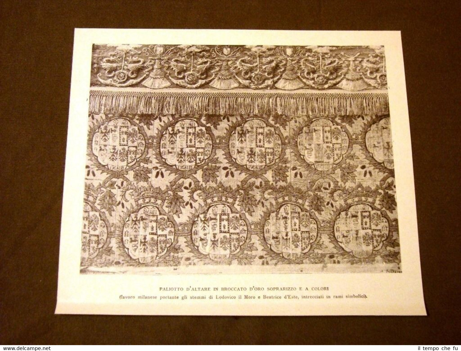 Rinascimento in Italia Paliotto d'altare broccato oro Incisione di L. …