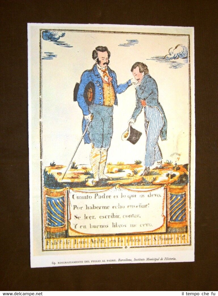 Ringraziamento del figlio al padre Barcellona Stampa popolare spagnola Spagna