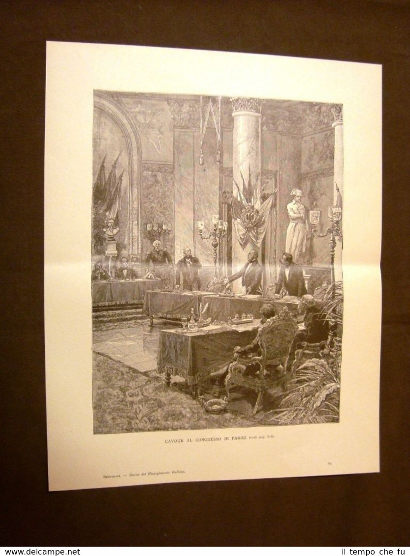 Risorgimento d'Italia Conte Cavour al Congresso di Parigi Incisione di …