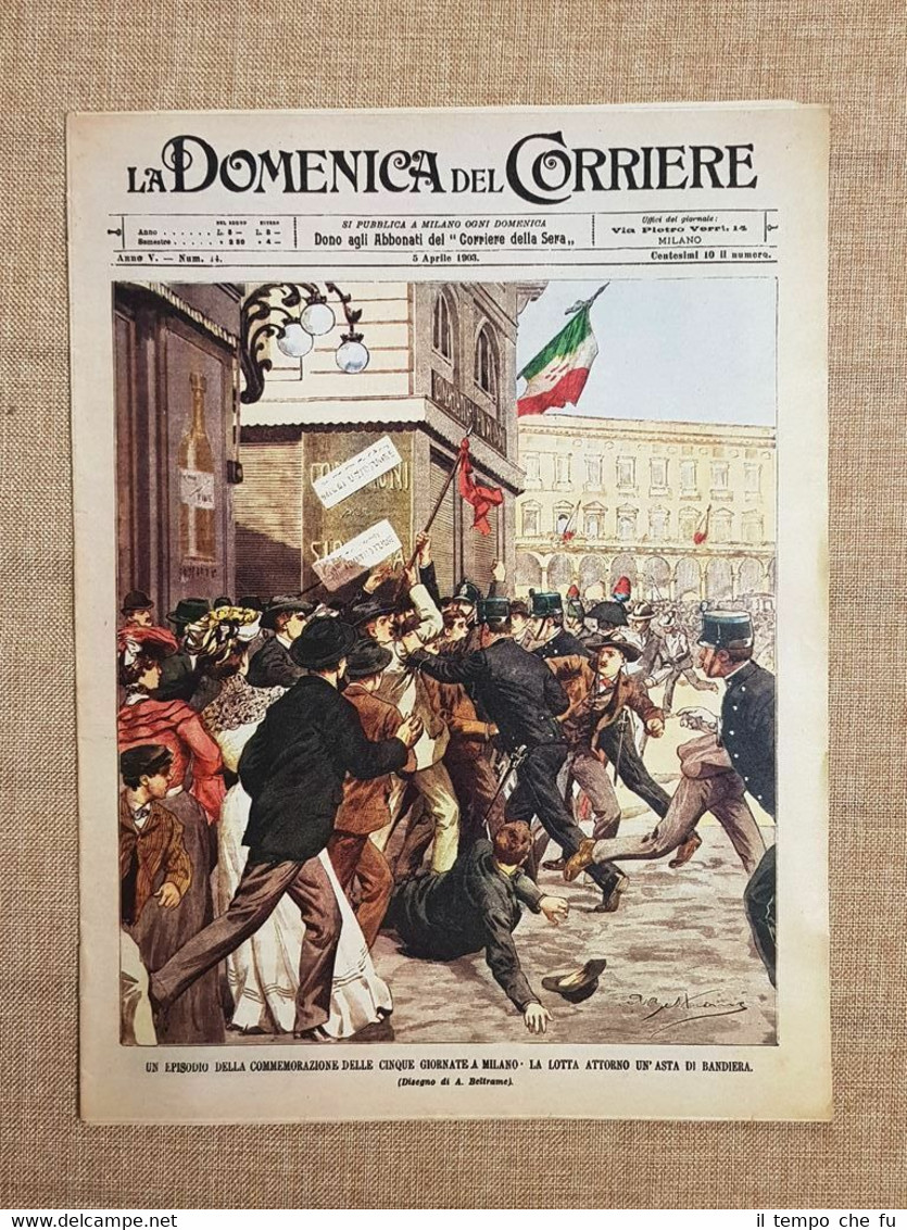 Ristampa Rara La Domenica del Corriere 5 aprile 1903 Cinque …