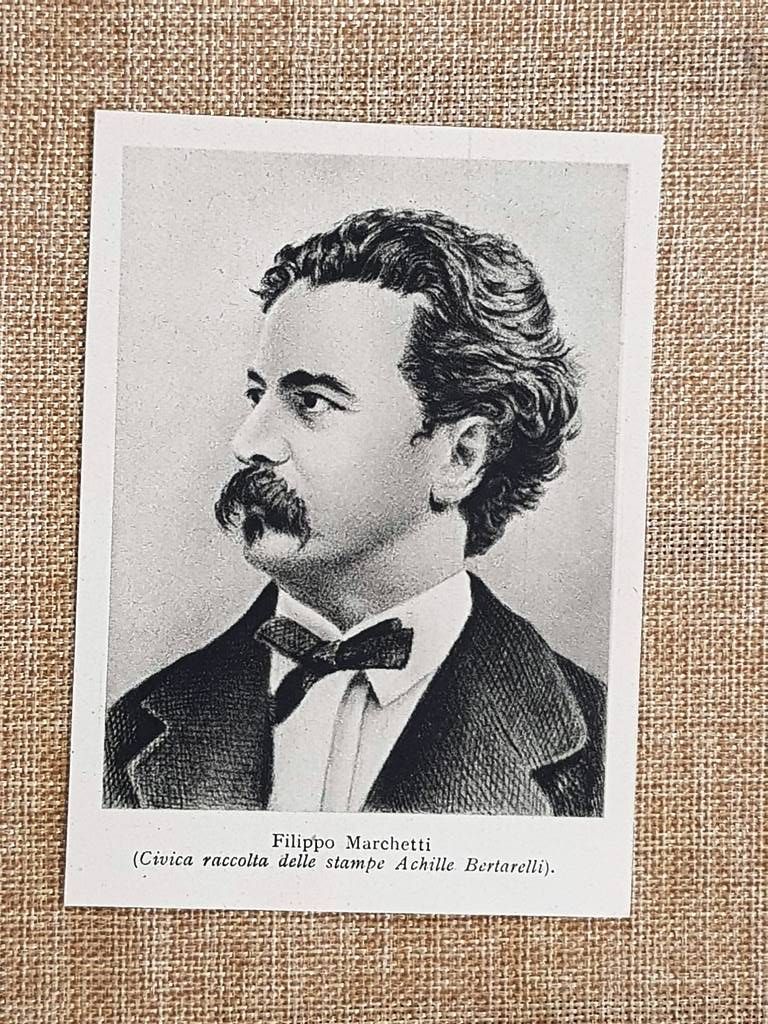 Ritratto Filippo Marchetti Compositore Raccolta Bertarelli Milano Stampa 1944