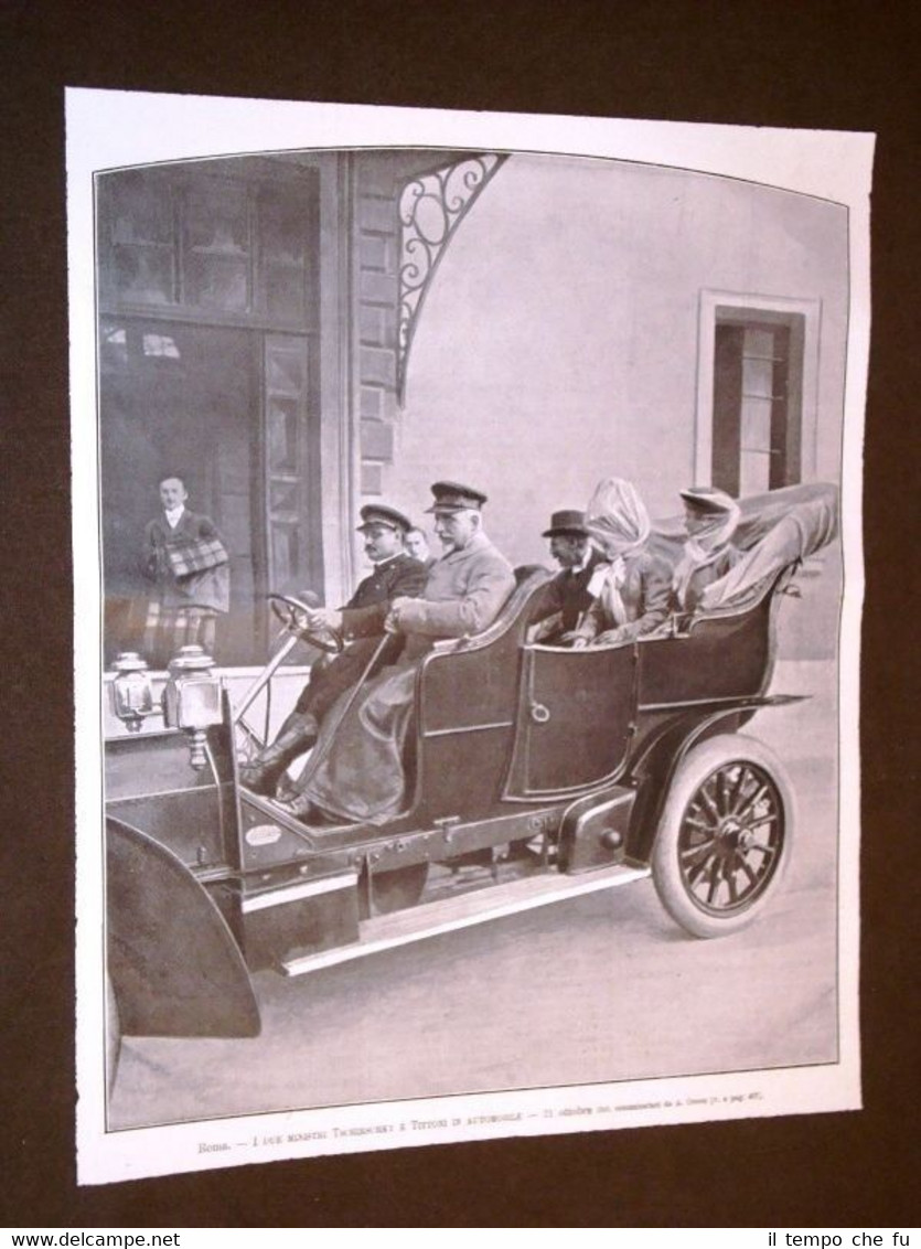 Roma 21 ottobre 1906 Ministro Tschirschky e Tittoni in automobile