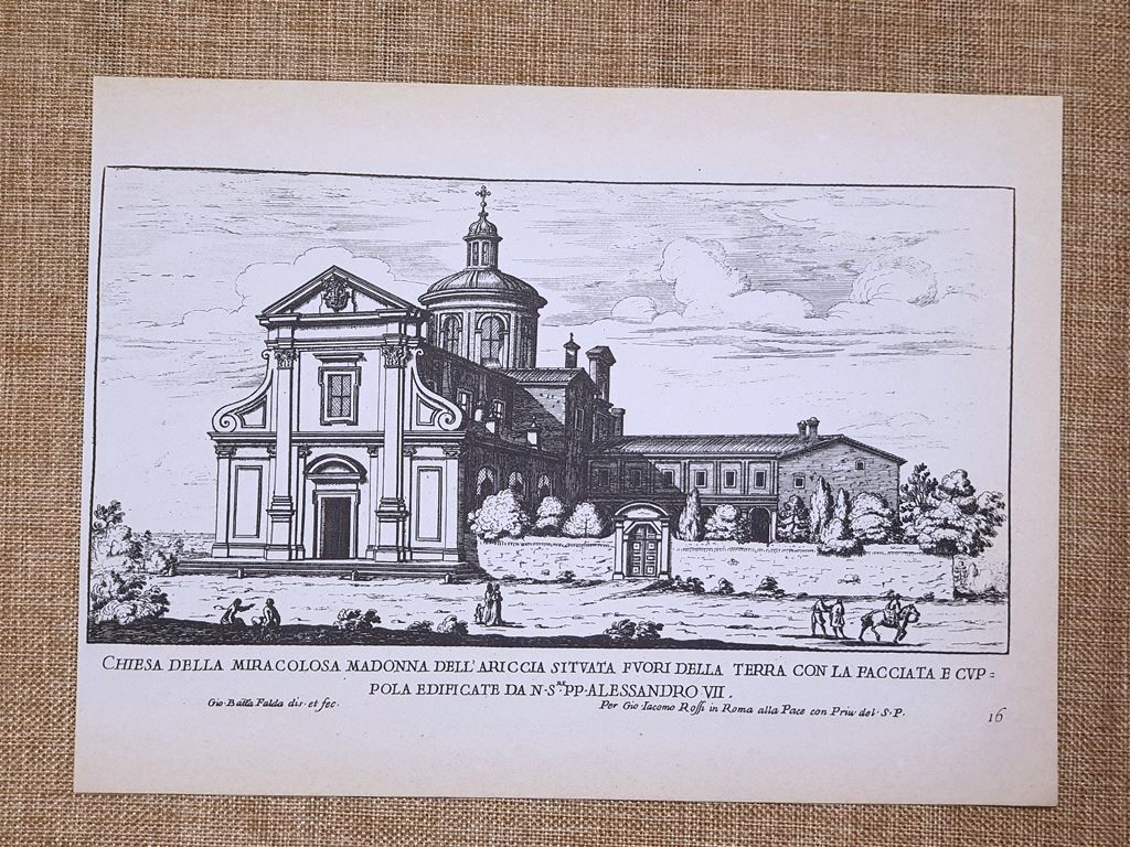 Roma Ariccia Chiesa della Miracolosa Madonna Incisione G.B. Falda 1665 …
