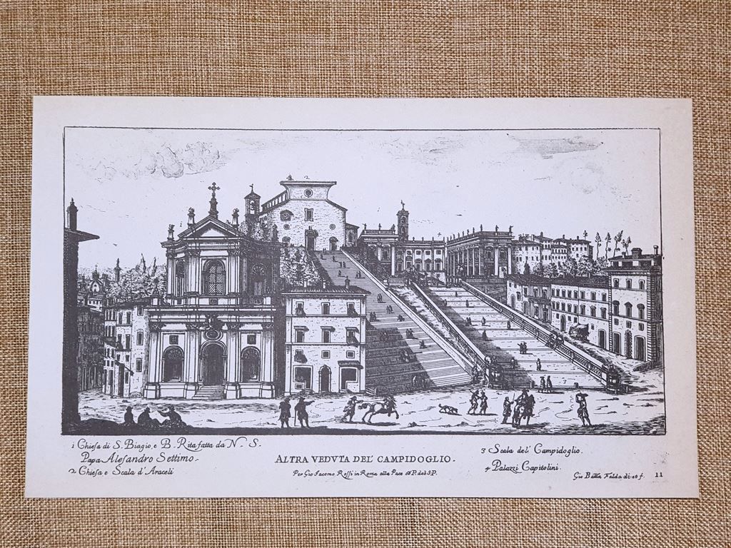 Roma Campidoglio e Monte Magnanapoli Incisione G. Battista Falda 1665 …