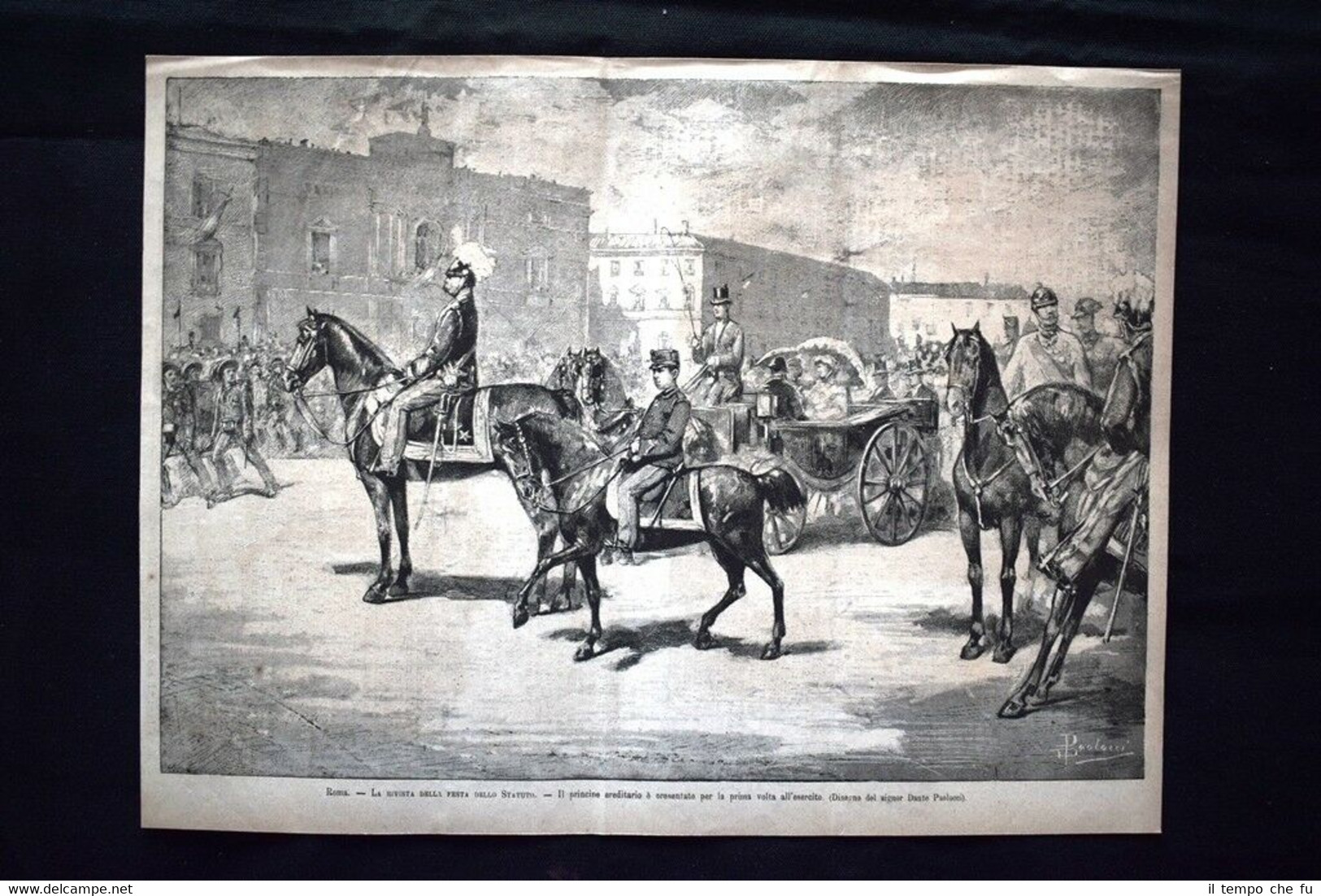 Roma: Il Principe Vittorio Emanuele è presentato all'esercito Incisione del …