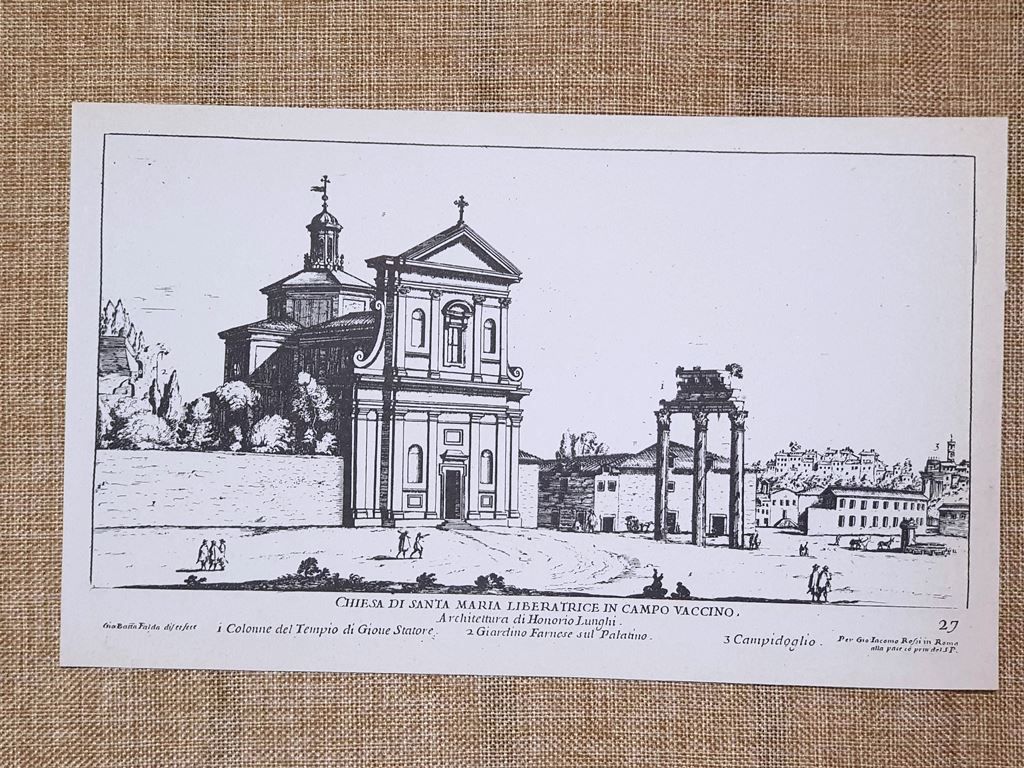 Roma Maria Liberatrice Vaccino Anastasia Palatino Incisione Falda 1665 Ristampa