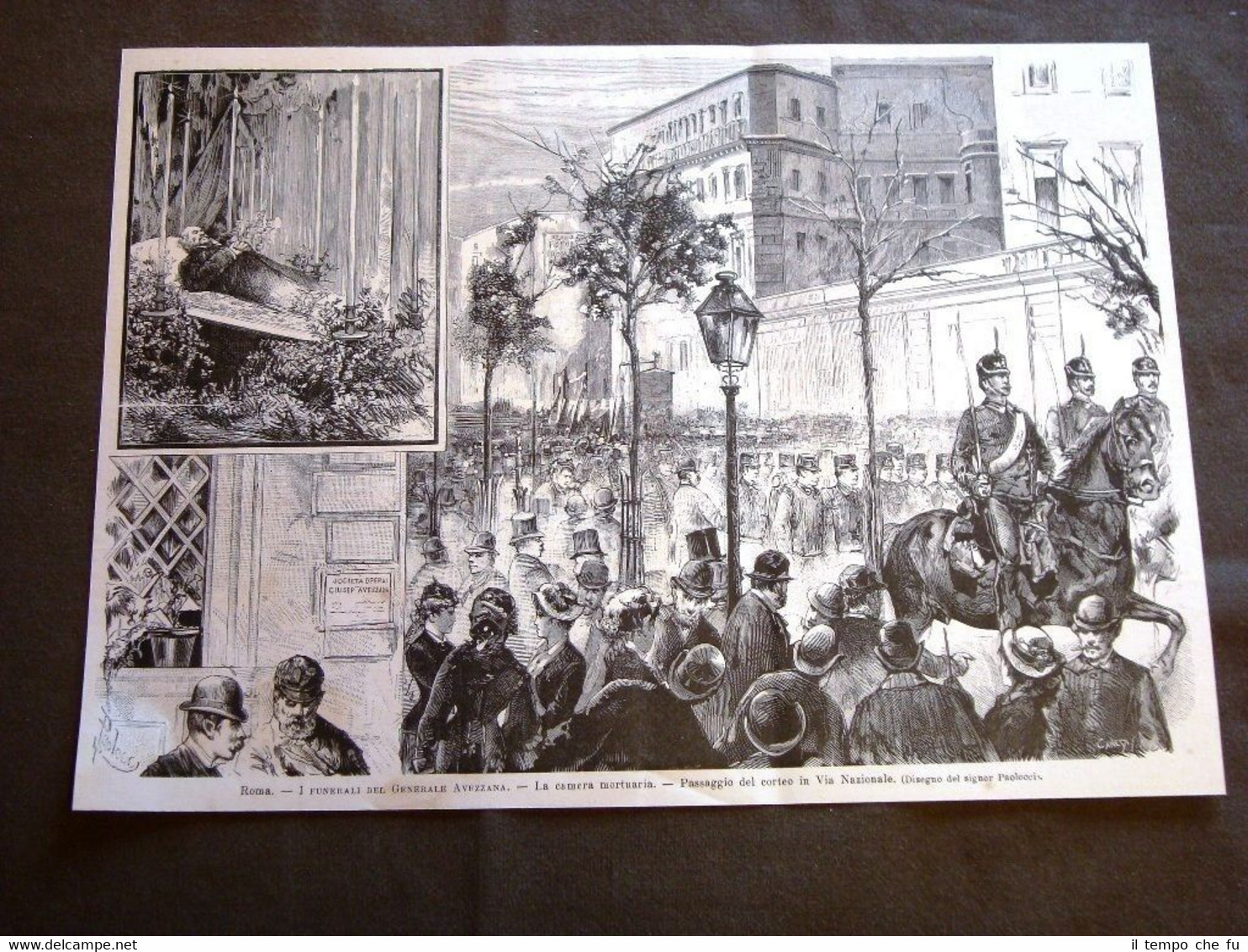 Roma nel 1879 Funerali Generale Avezzana Camera mortuaria Corteo via …
