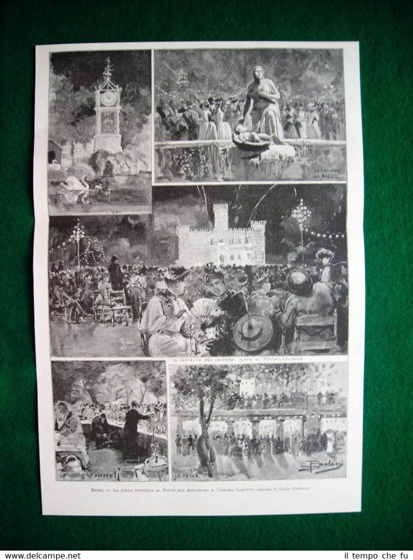 Roma nel 1893 - festa notturna al Pincio del monumento …