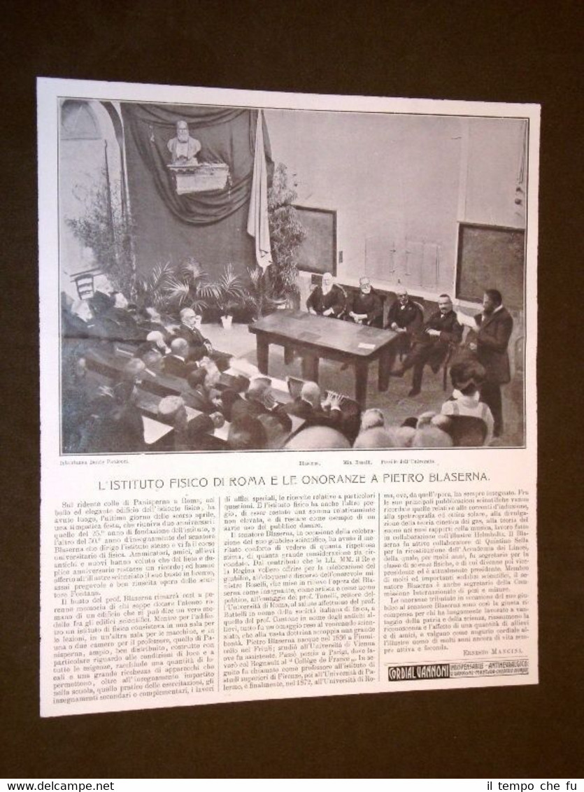 Roma nel 1906 Istituto di fisica e onoranze a Pietro …