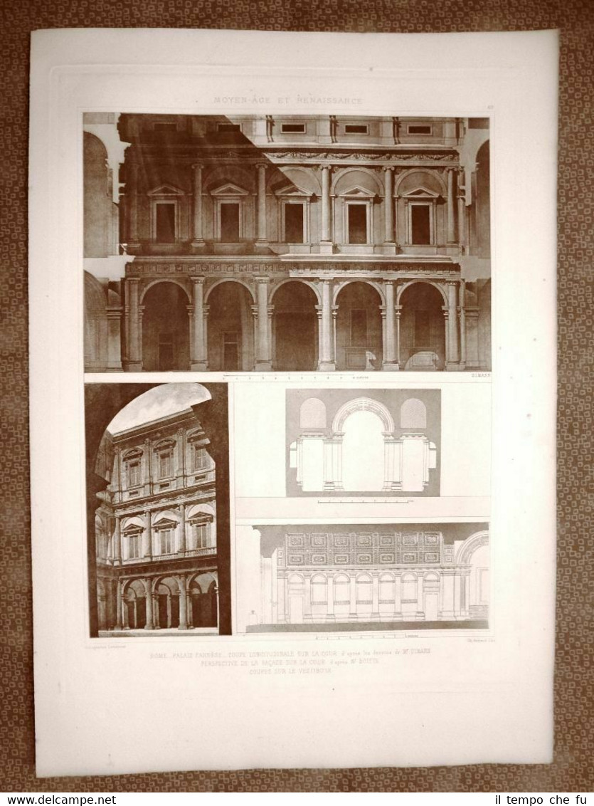 Roma Palazzo Farnese Lazio (1) Incisione del 1897 Lemercier