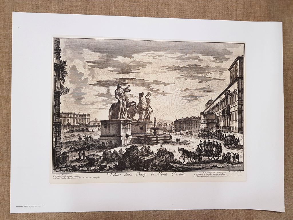 Roma Piazza di Monte Cavallo Grande litografia Giamb. Piranesi Cm …