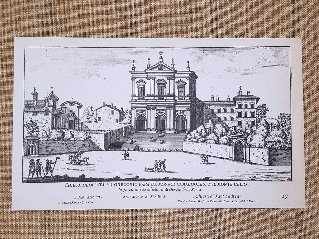 Roma San Gregorio Monte Celio e Trinità dei Monti Incisione …