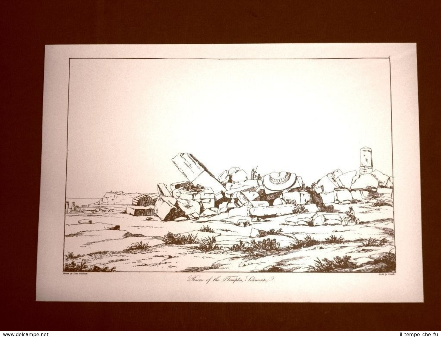 Rovine dei templi Selinunte Sicilia Ristampa J.Goldicutt Antiquies Sicily 1818