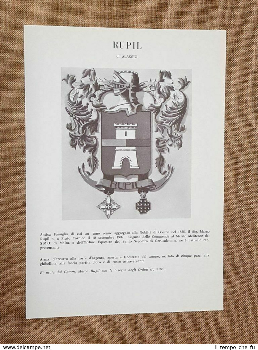 Rupil di Alassio Stemma Famiglia Nobile Nobiltà Araldica