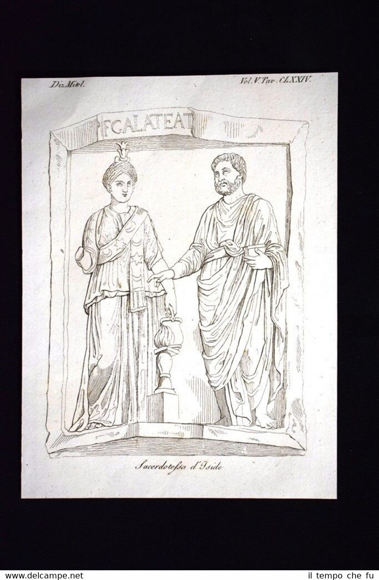 Sacerdotessa di Iside Incisione all'acquaforte del 1820 Mitologia Pozzoli