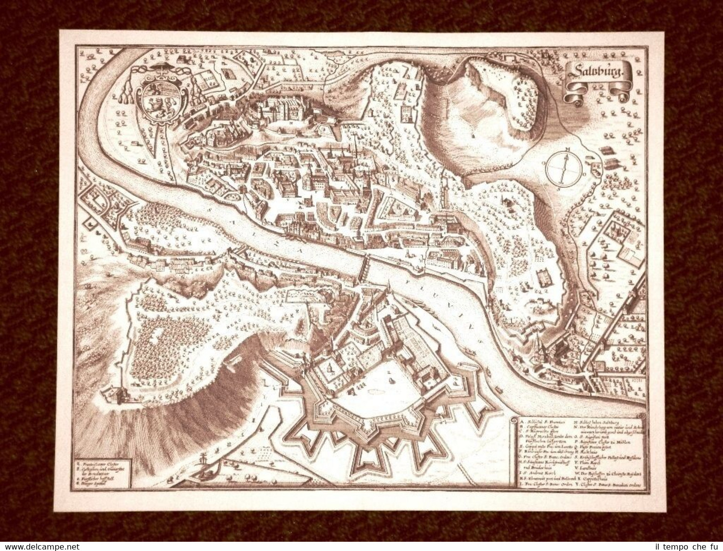 Salisburgo - Salzburg Austria Incisione di Merian Matthäus del 1640 …