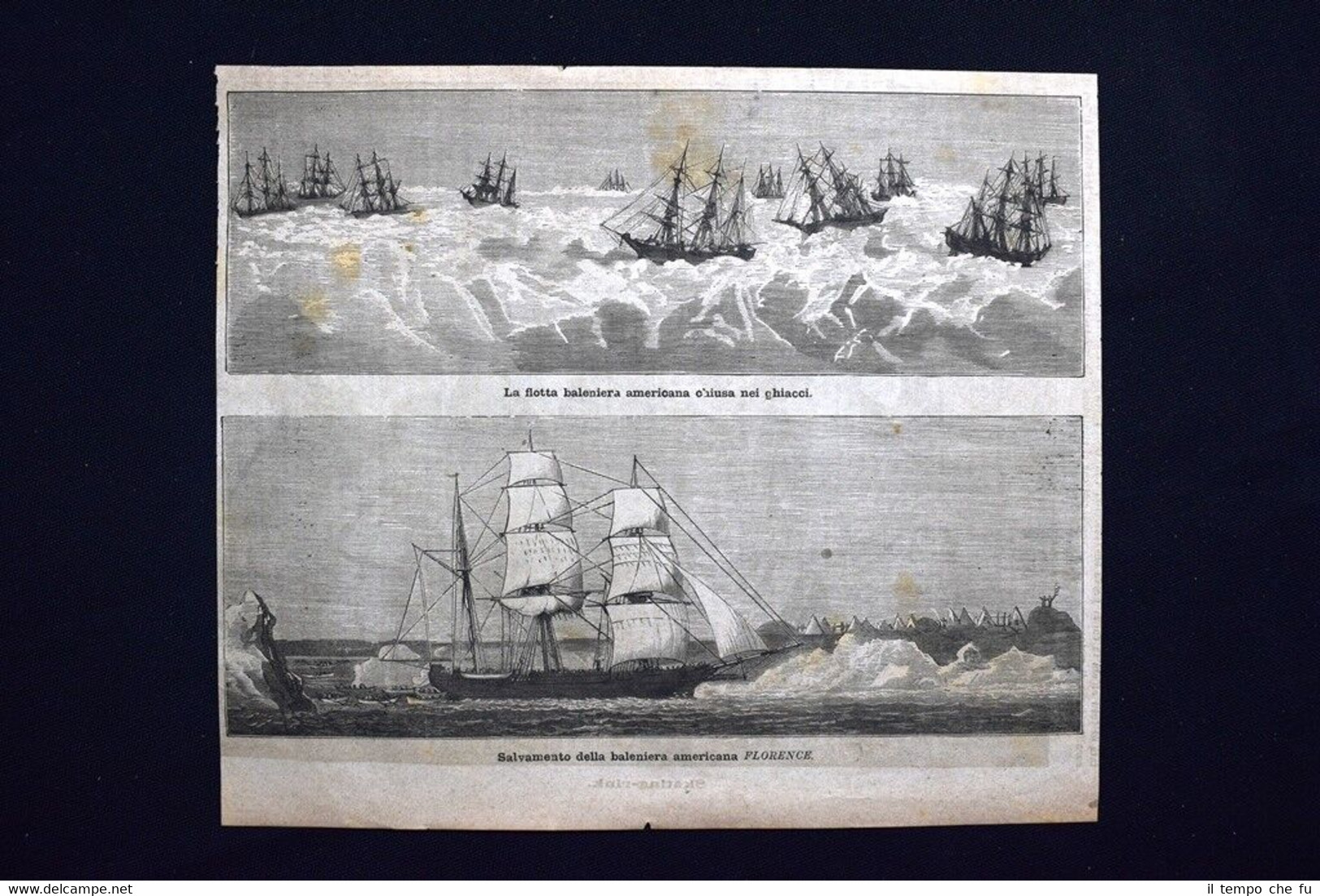 Salvamento della baleniera americana Florence Incisione del 1876