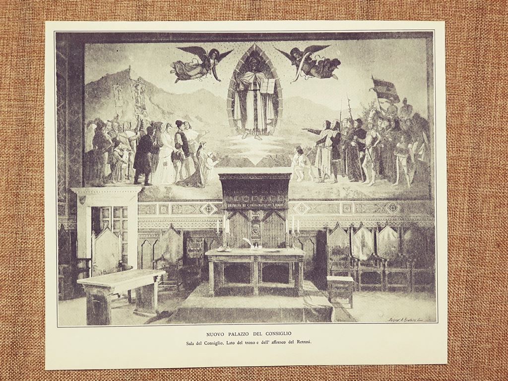 San Marino nel 1911 Nuovo Palazzo del Consiglio Sala, trono …