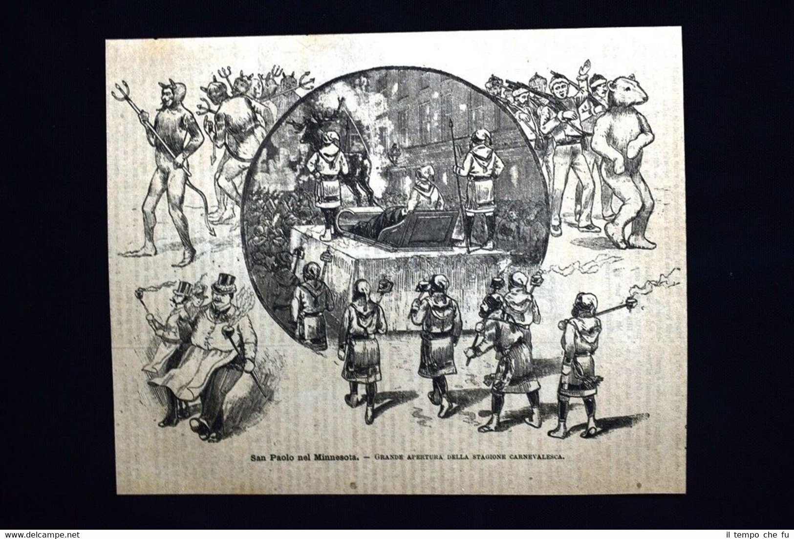 San Paolo nel Minnesota - Grande apertura del Carnevale Incisione …
