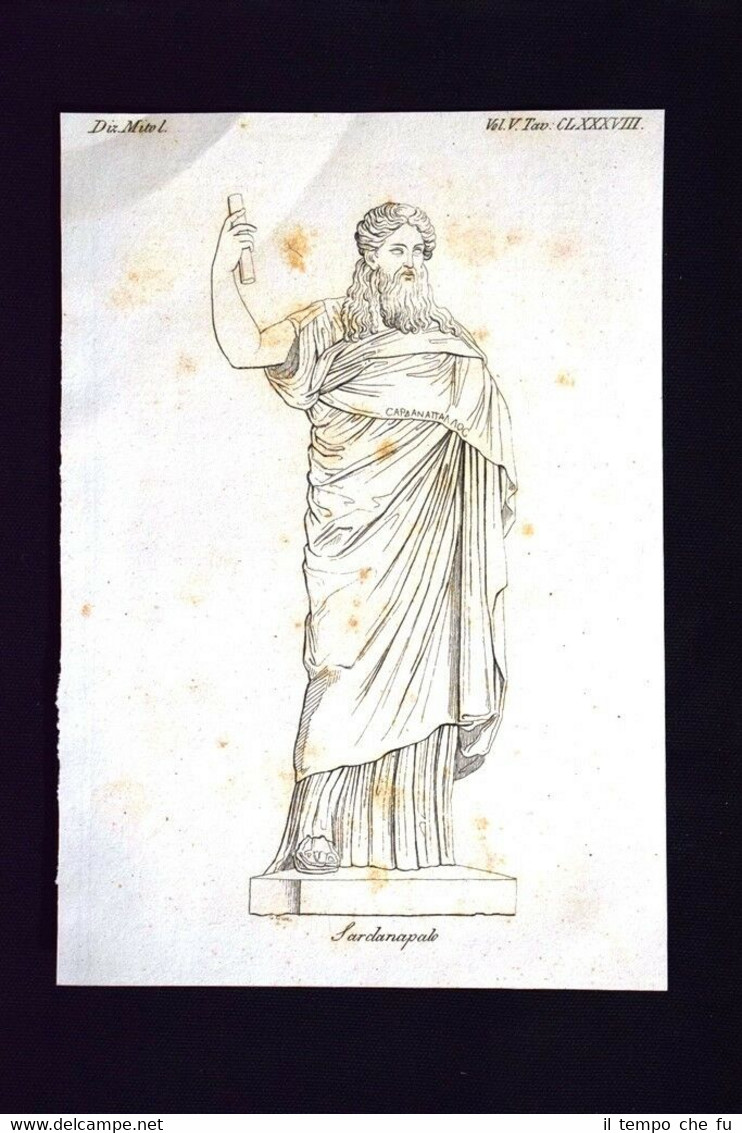 Sardanapalo, Re d'Assiria Incisione all'acquaforte del 1820 Mitologia Pozzoli