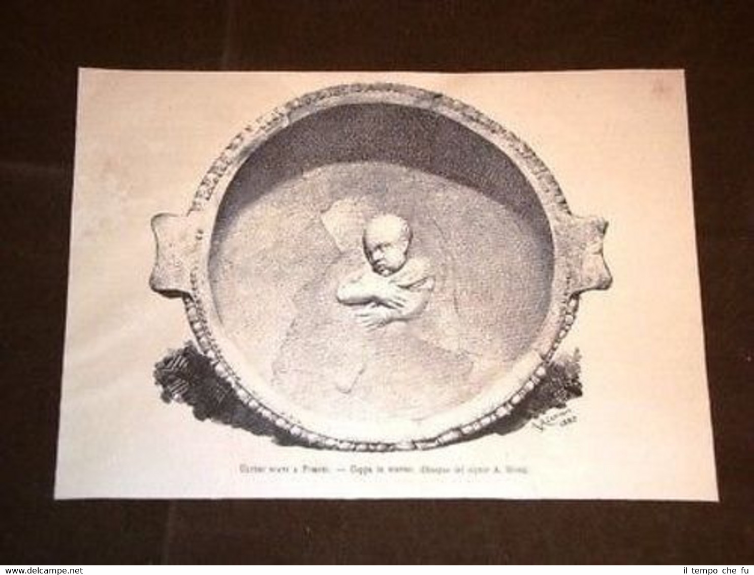 Scavi di Pompei Coppa in Marmo Disegno di A. Riera