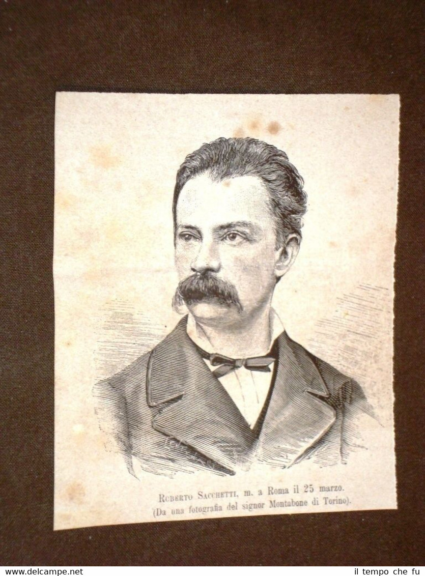 Scrittore Roberto Sacchetti di Torino Morto nel 1881