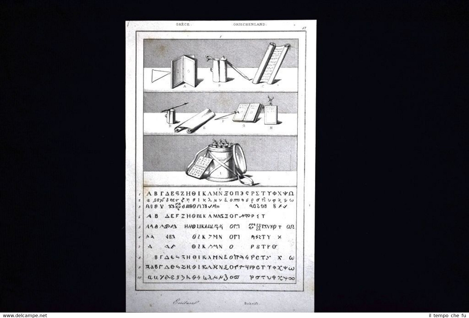Scrittura, stili e strumenti, Grecia Incisione del 1850 L'Univers pittoresque