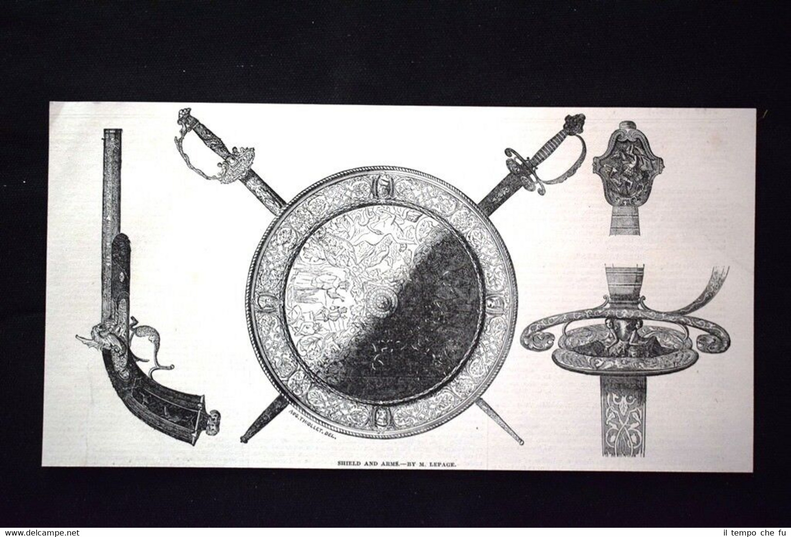 Scudo e armi, del signor Lepage Incisione del 1851