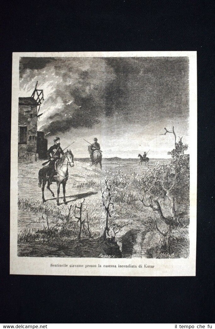 Sentinelle Circasse presso la cascina incendiata di Kotur Incisione del …