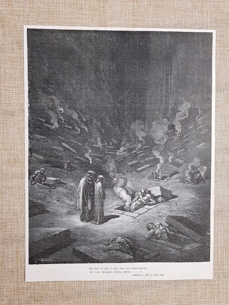 Sepolcri infuocati Miscredenti Divina Commedia Inferno Gustave Doré del 1887