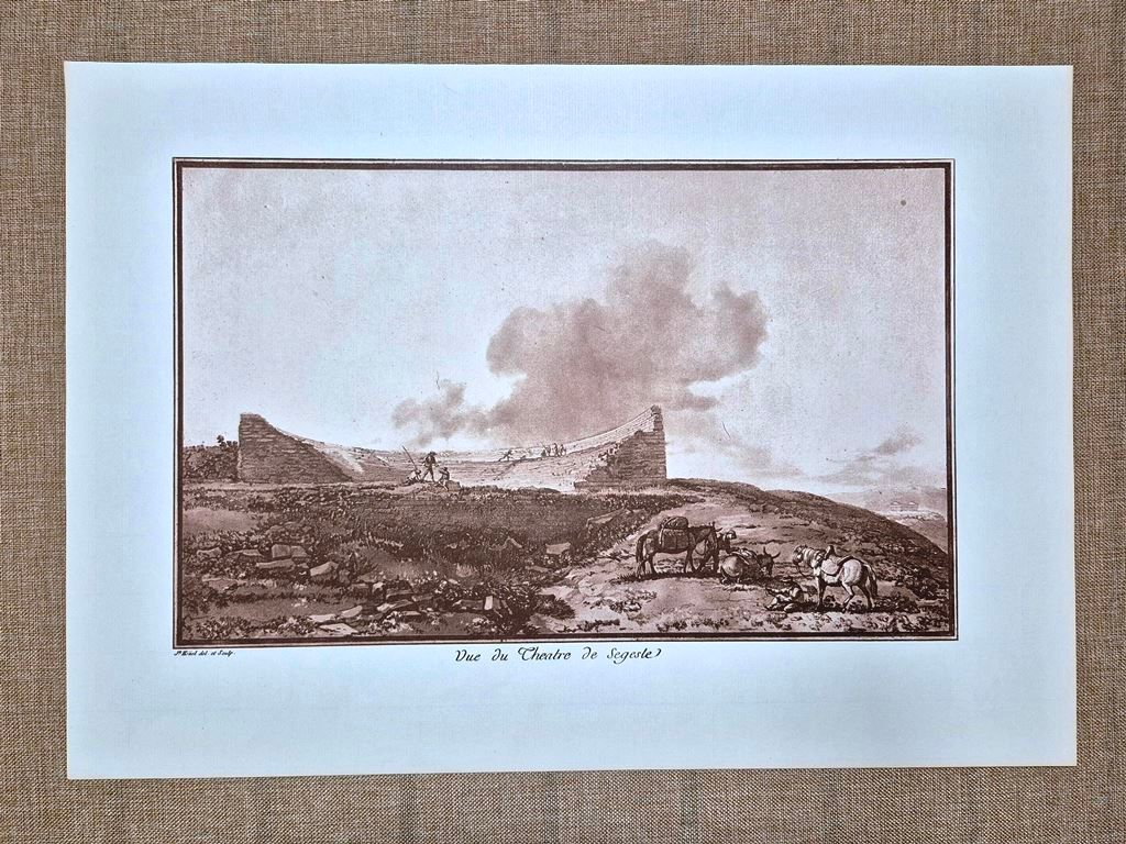 Sicilia Teatro antico di Segesta veduta Houel Voyage pittoresque 1782 …