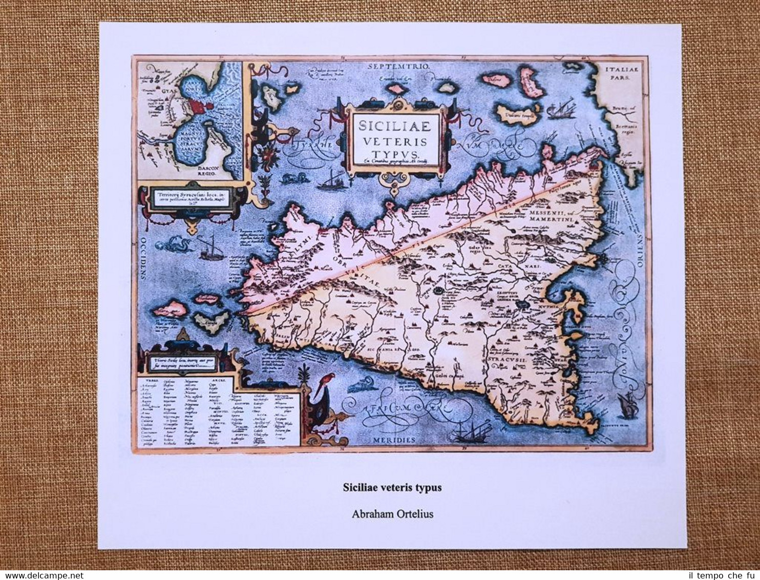 Siciliae veteris typus Sicilia Ortelius Ortelio Theatrum Orbis Terrarum Ristampa
