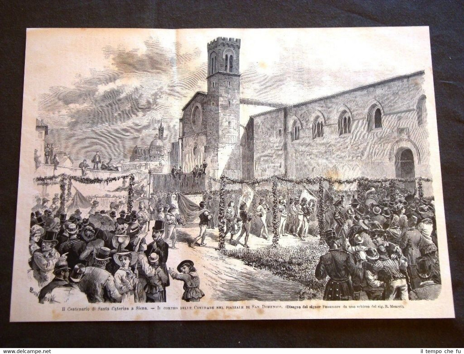 Siena nel 1880 Centenario Santa Caterina Corteo contrade Piazzale San …