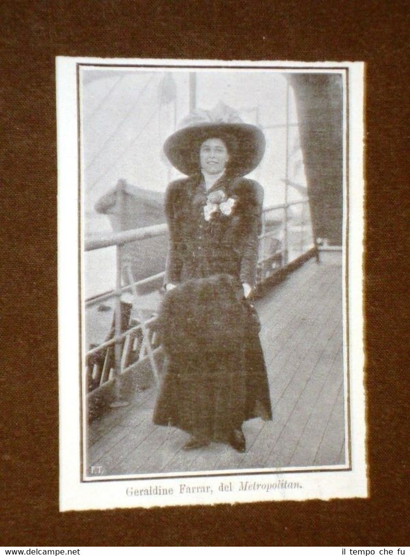 Soprano Geraldine Farrar di Melrose nel 1908