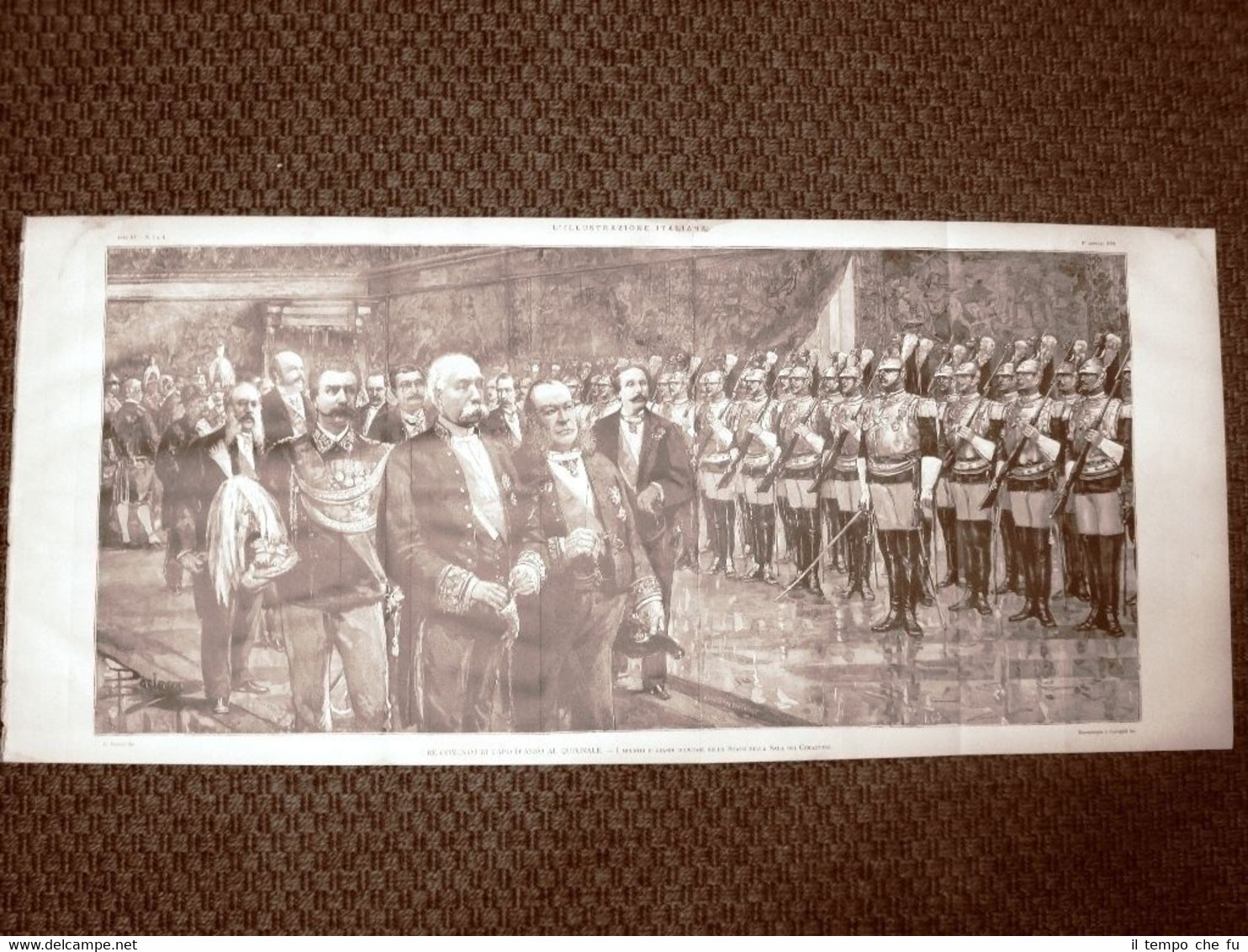 Stampa 1888 Quirinale Corazzieri Umberto I di Savoia Crispi Viale …