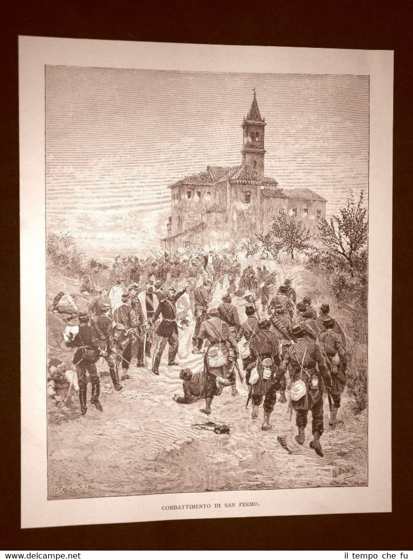 Stampa del 1892 Giuseppe Garibaldi nel combattimento di San Fermo